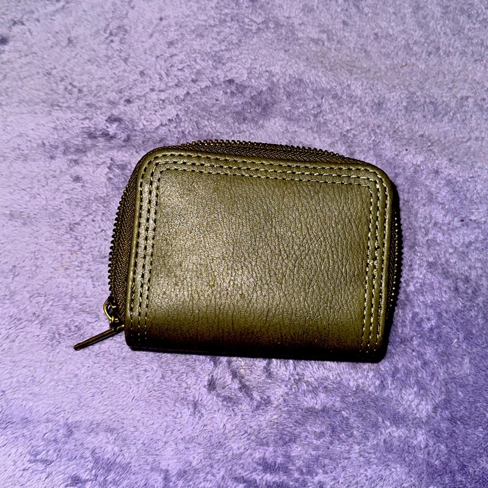 OLIVE GREEN DOUBLE ZIPPER WALLET